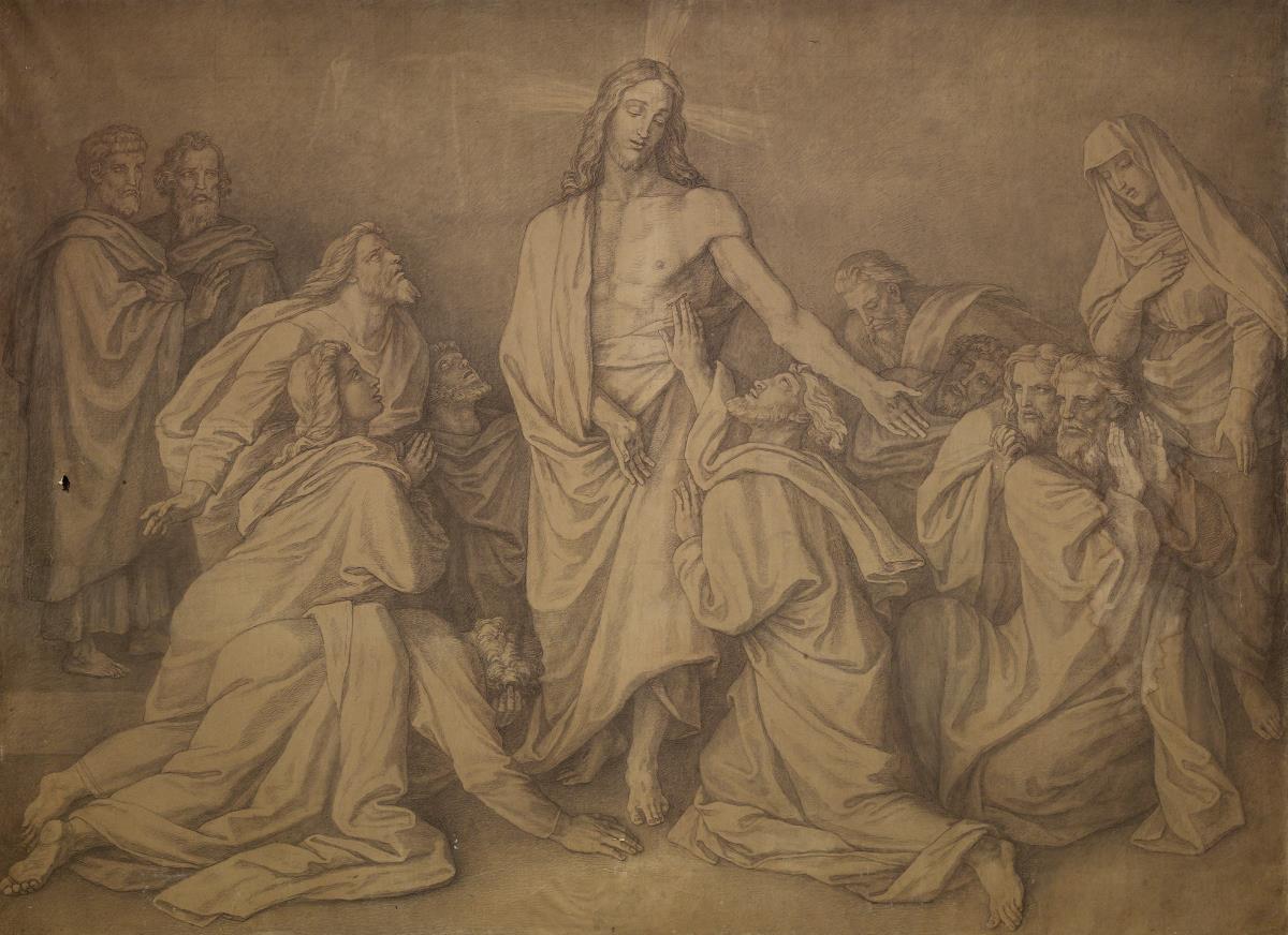 Thomas‘ Unglauben. Karton zu den Wandbildern der Fürstengruft (Campo Santo) in Berlin
