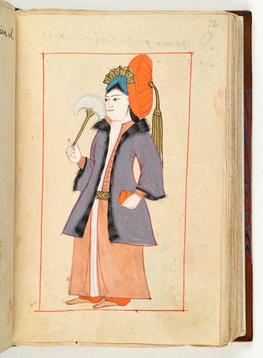Türkisches Trachtenbuch: Fächerträgerin der Valide sultan (Mutter des Sultans)