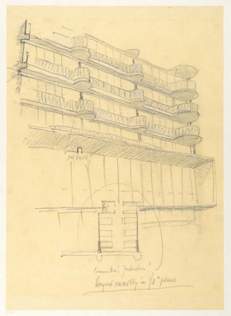 San Francisco, Maimonides- Krankenhaus, Ansicht und Detailskizze