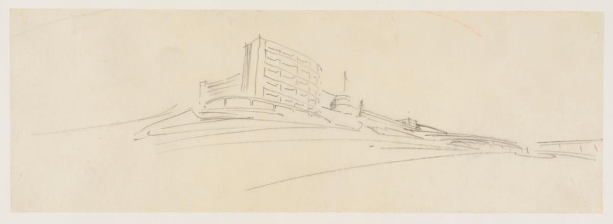 Bexhill-on-Sea/Sussex, De-La-Warr-Pavillon, Skizze
