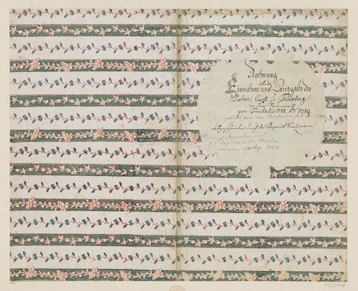 Modeldruckpapier (Einband für eine Akte mit Etikett, 1788/1789)