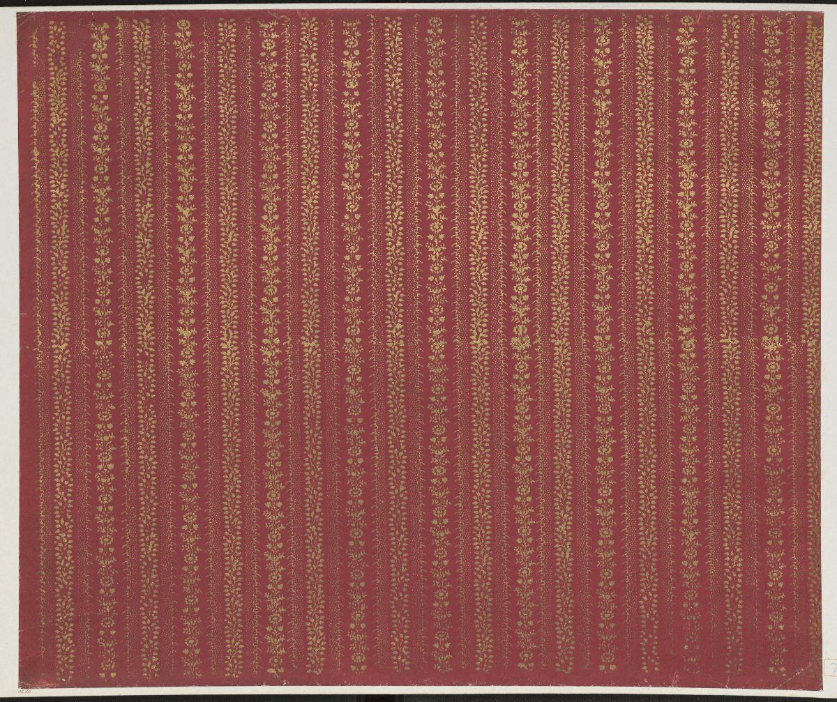 Modeldruckpapier mit Golddruck (feines florales Streifenmuster)