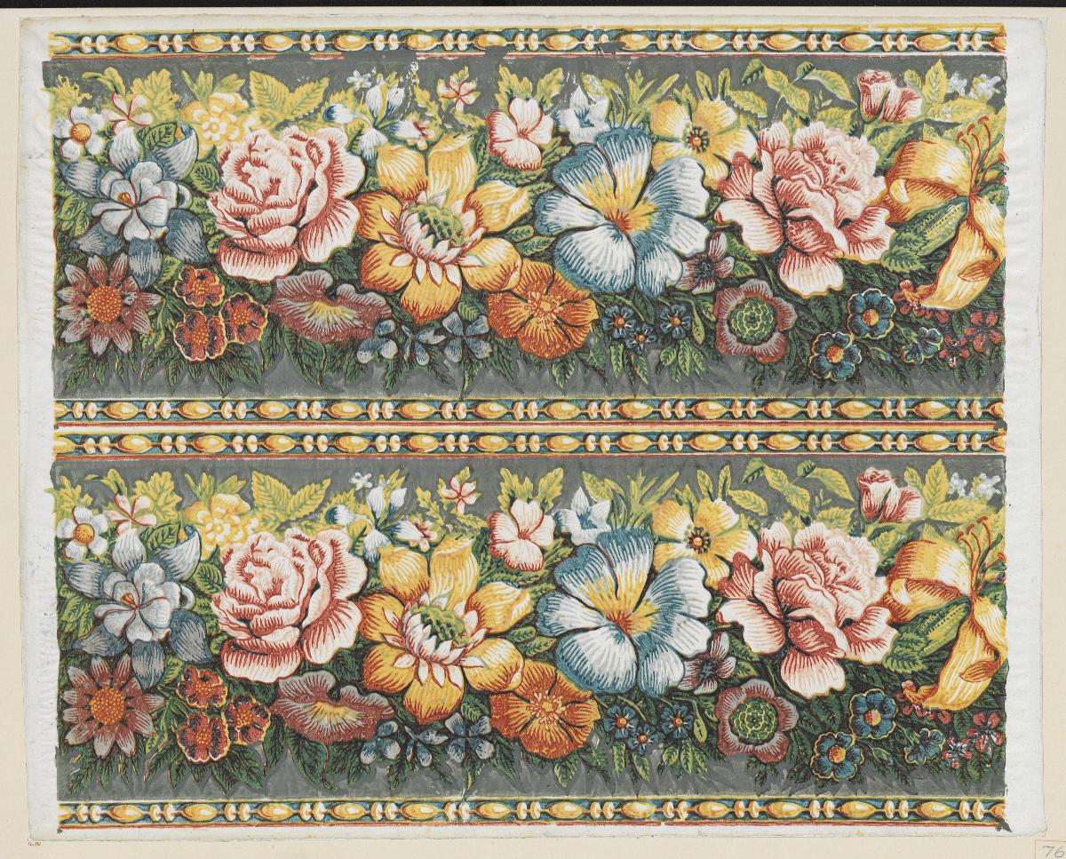 Modeldruckpapier (Musterbänder mit großen Blüten)
