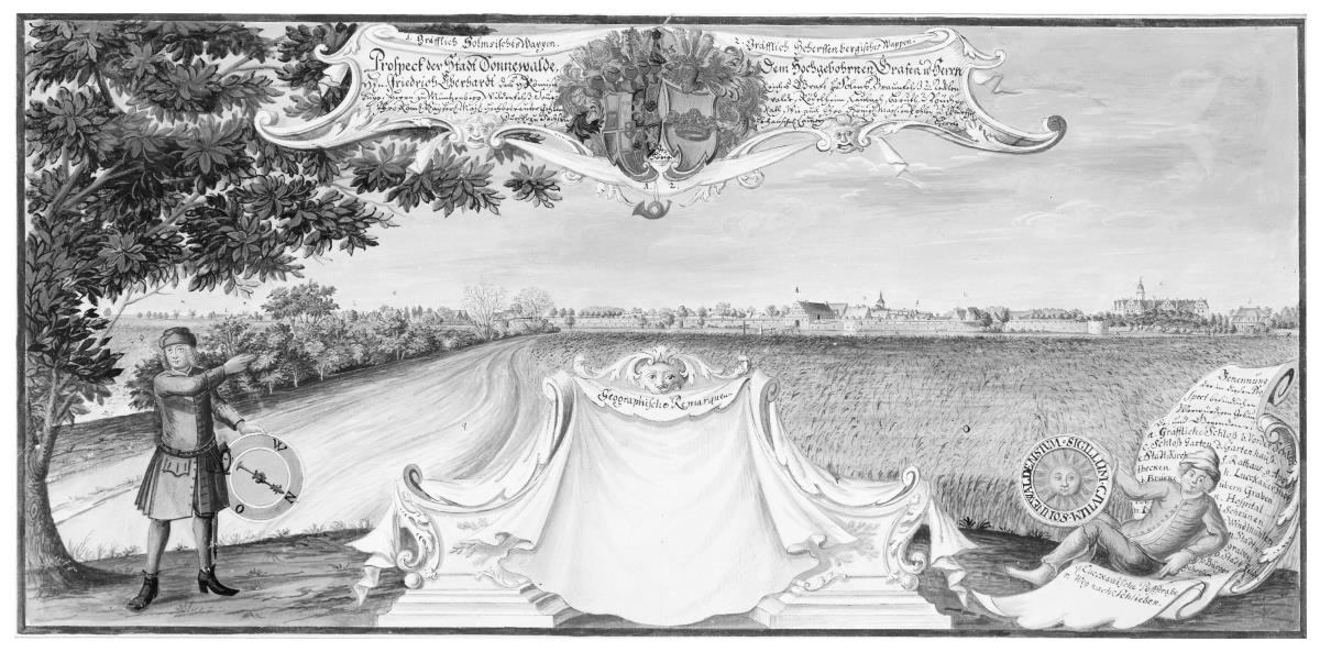 Sonnewalde. Ansicht von Schloss und Stadt