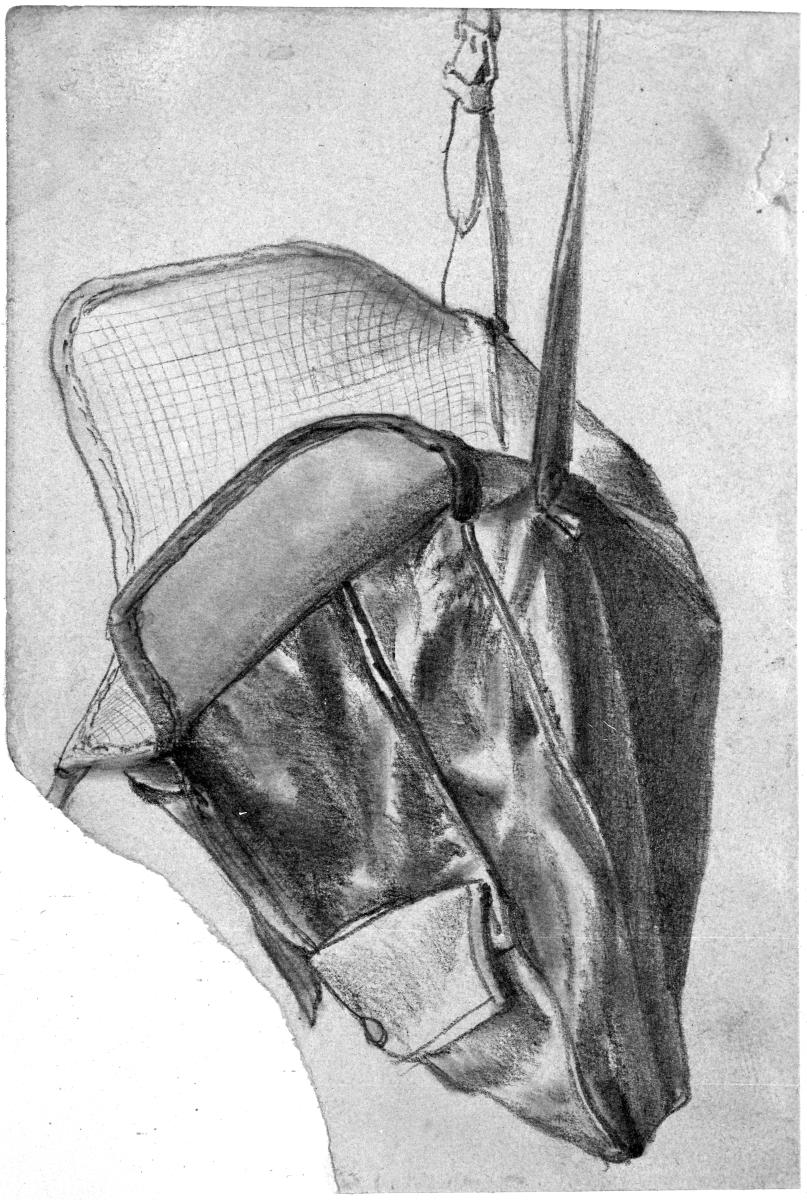 Ledertasche am Riemen hängend