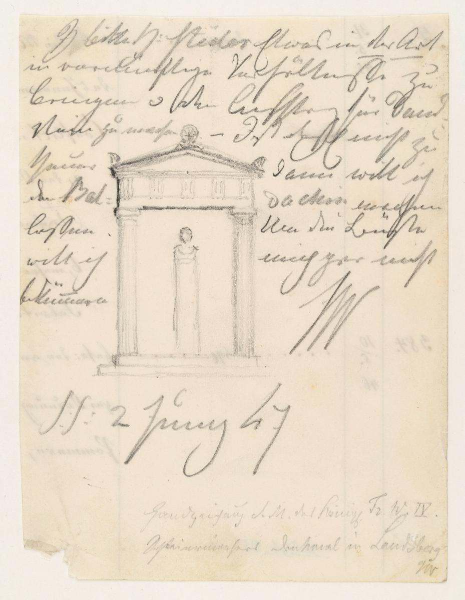 Zeichnung aus Manuskript, Denkmal