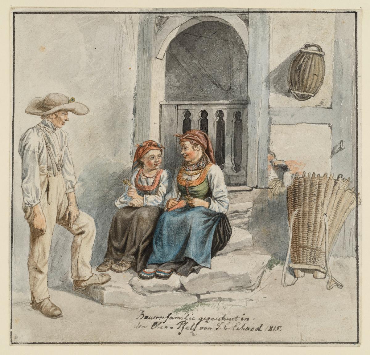 Bauernfamilie vor dem Haus