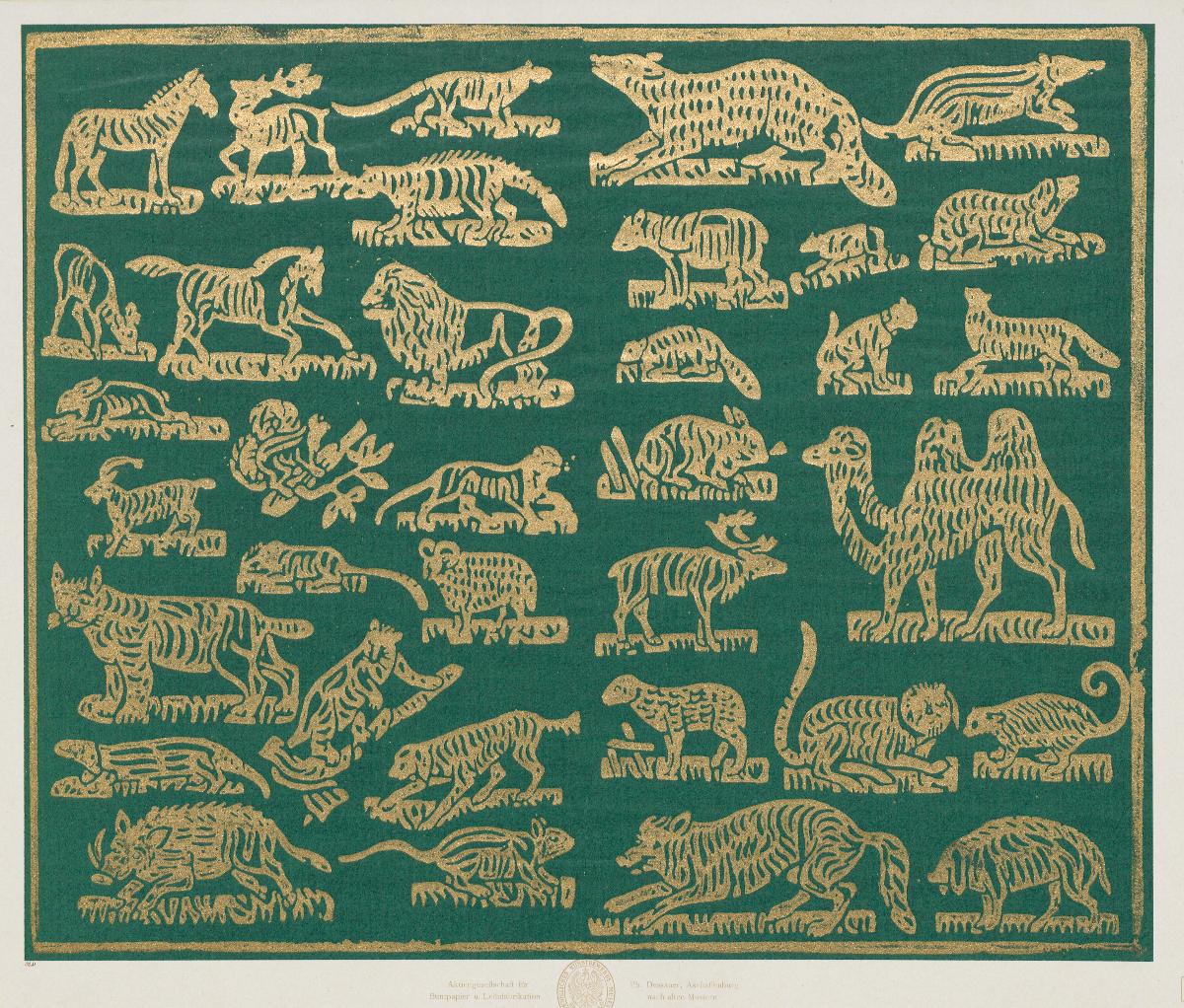 Modeldruckpapier mit Golddruck (verschiedene Tiere)