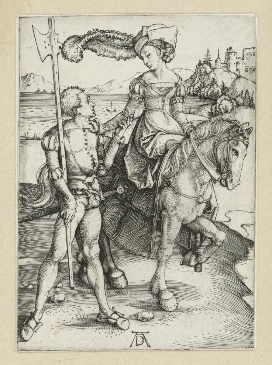 Landsknecht und Fräulein zu Pferd