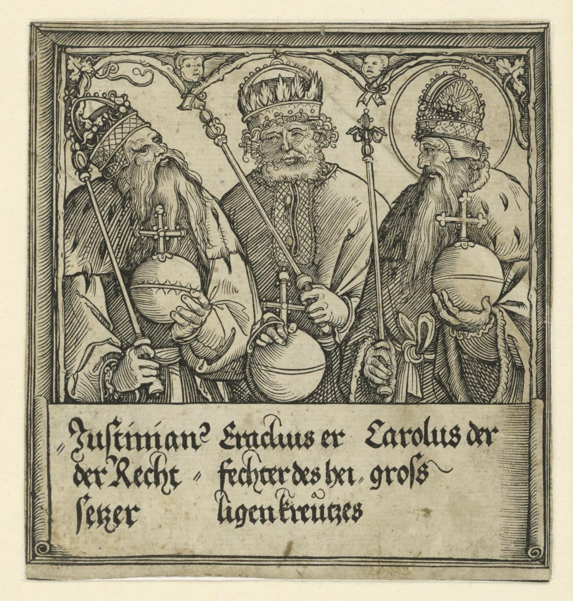 Der Triumphbogen Maximilians I: Detail mit den Kaisern Justinian, Eraklius und Karl d. Gr.