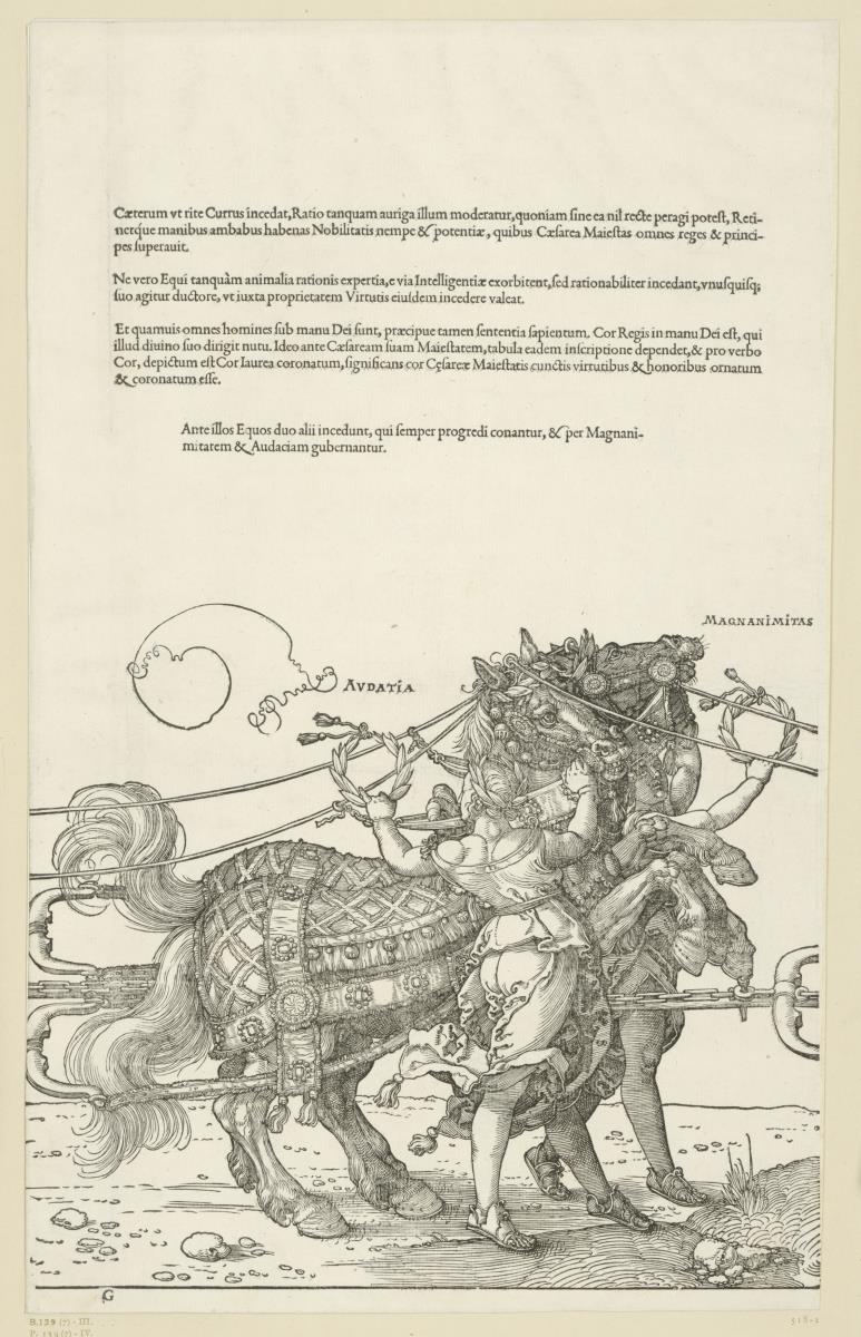 Der große Triumphwagen: Audatia und Magnanimitas (7. Stock)