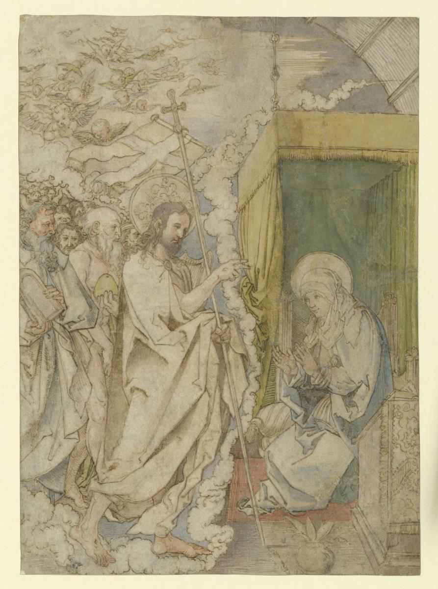Christus, von den Repräsentanten des Alten Bundes gefolgt, segnet Maria