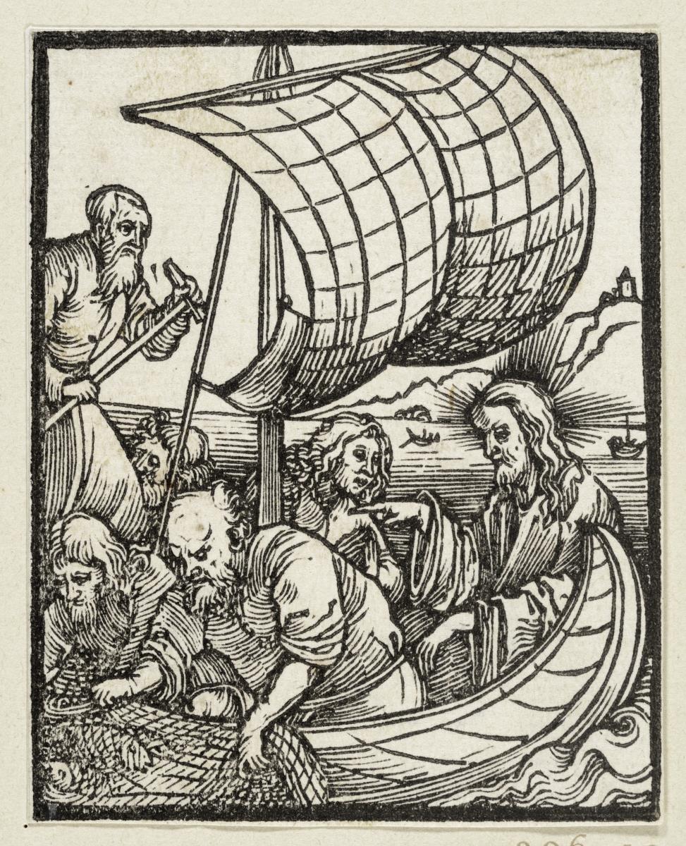 Der wunderbare Fischfang (aus: Postilla, 43 Holzschnitte)