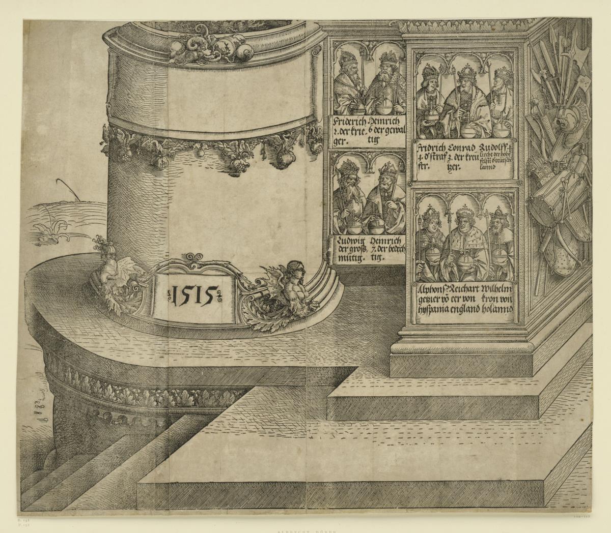 Der Triumphbogen des Kaisers Maximilian I. (16): Die Sockel links außen