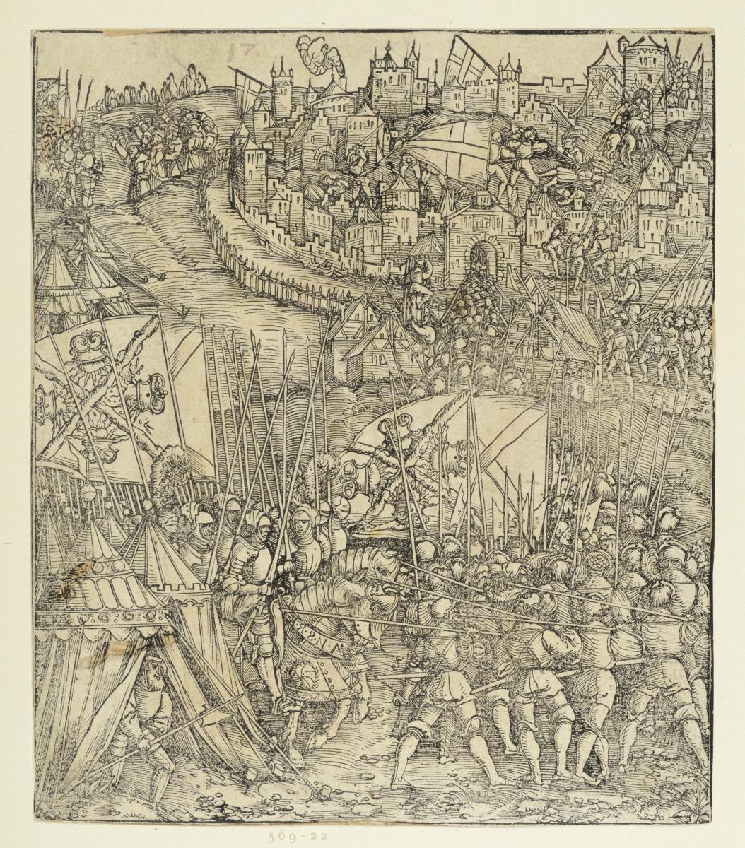 Der Triumphbogen des Kaisers Maximilian I. (Fragment v. 24b): Die Schlachtszene oben Mitte