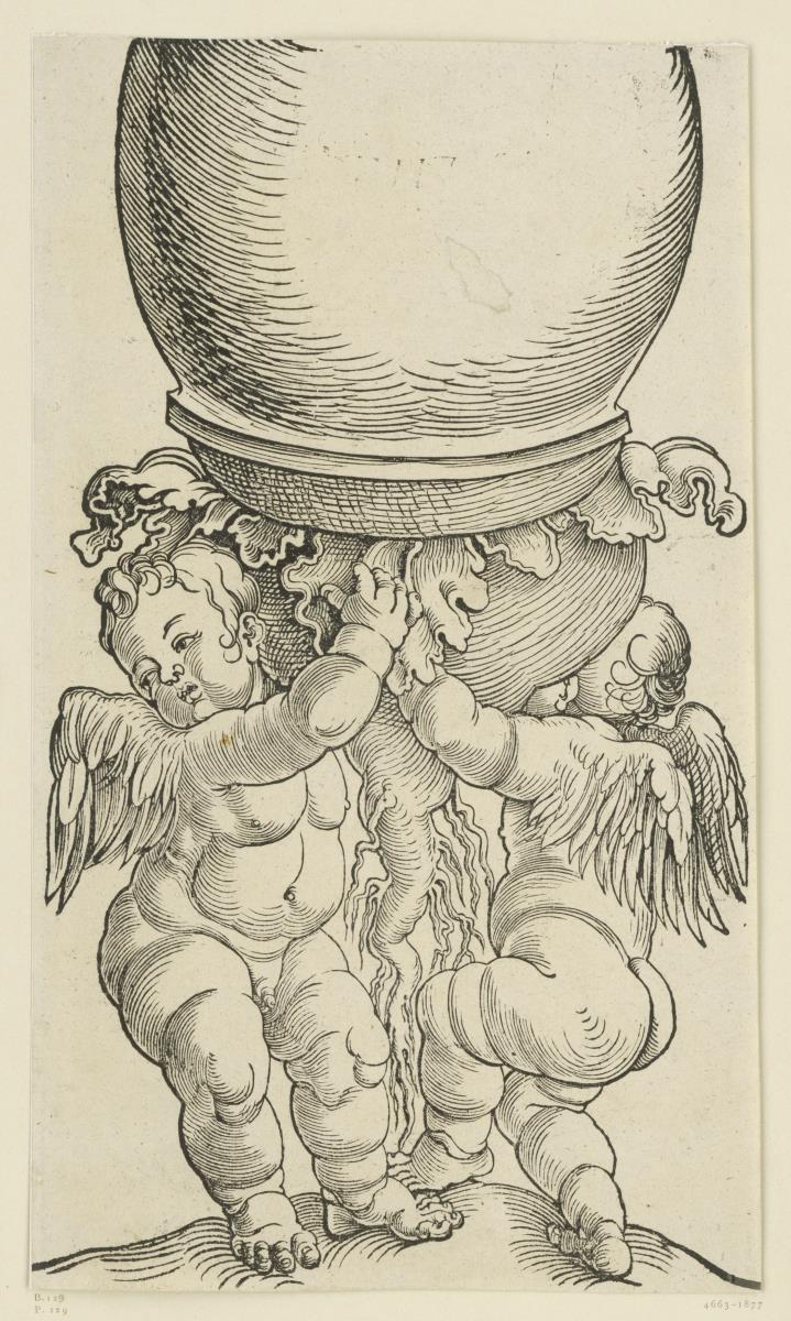 Die große Säule in vier Blöcken: Zwei Putti