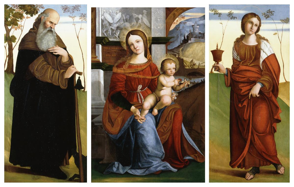 Triptychon der Muttergottes mit Kind und den Hll. Antonius Eremita und Maria Magdalena