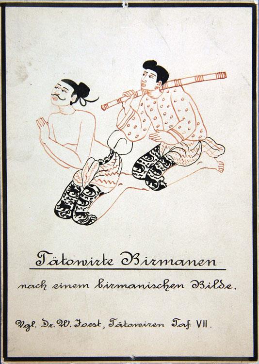 Tätowierte Birmanen nach einem birmanischen Bilde.