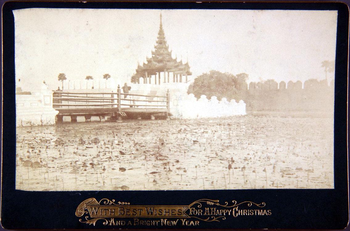 WITH BEST WISHES FOR A HAPPY CHRISTMAS AND A BRIGHT NEW YEAR. J.Beato. MANDALAY. 1113 The West Gate  City and Bridge over the Moat Mandalay.