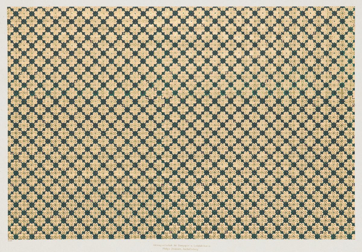 Walzendruckpapier mit Golddruck (dichtes florales Muster)