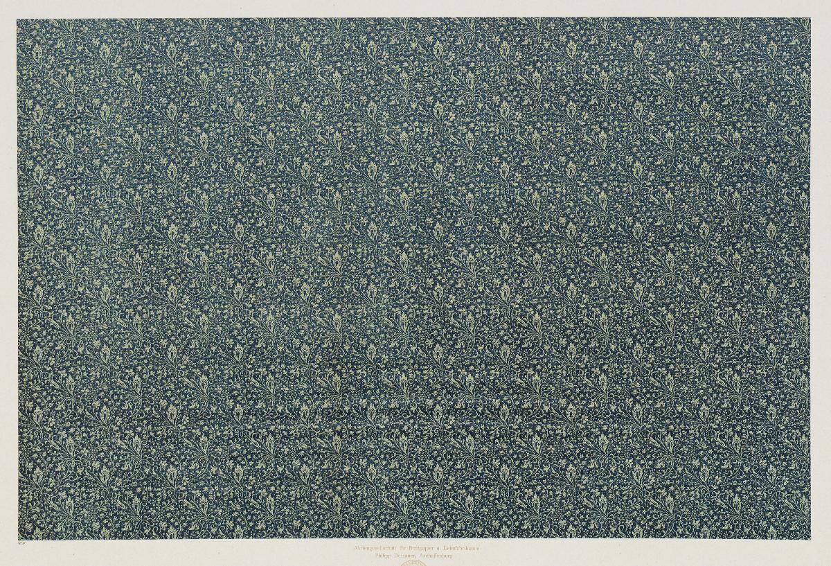 Lithografiertes Papier mit Golddruck (florales Flächenmuster)