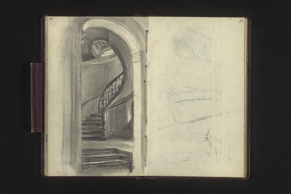 Blick auf eine Wendeltreppe