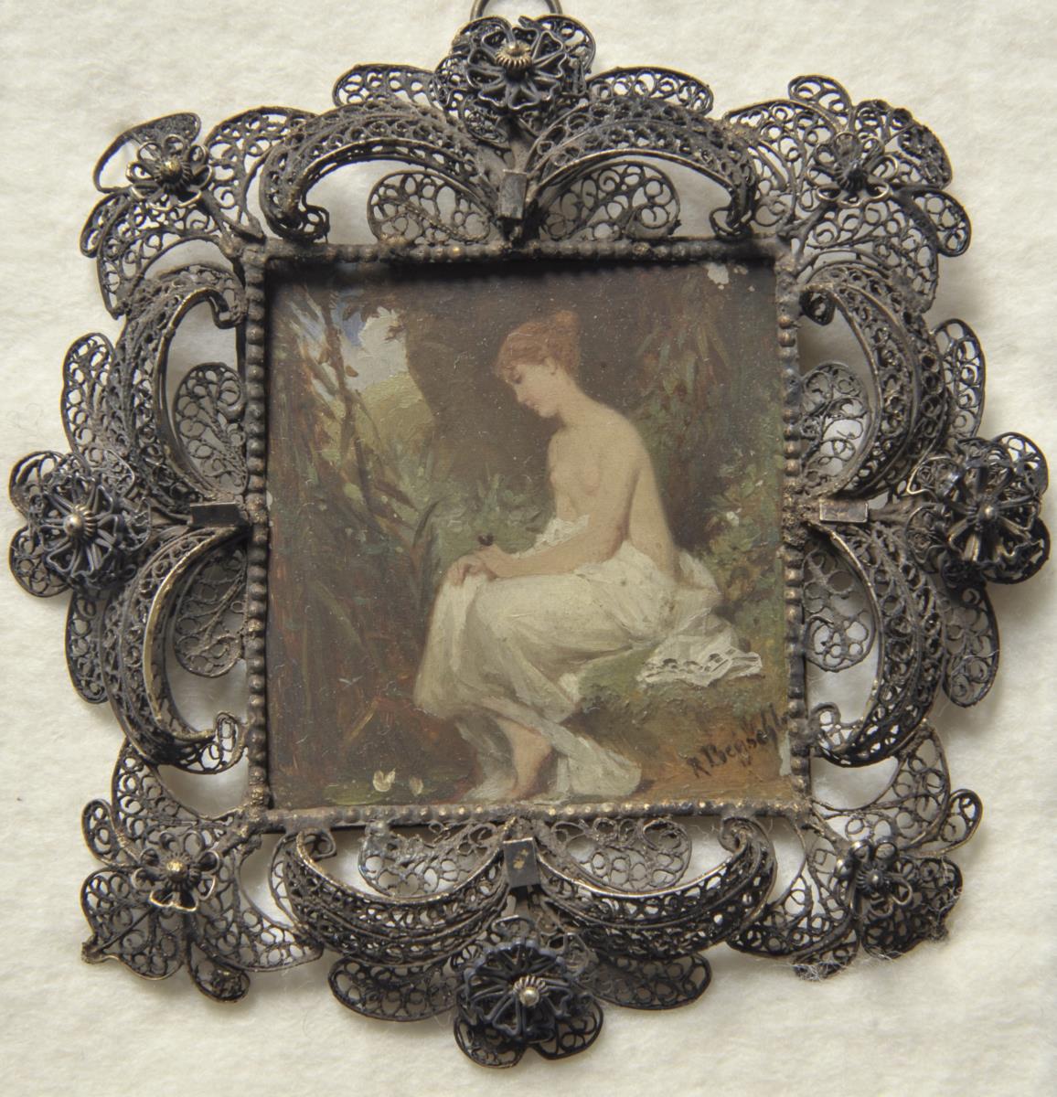 Mädchen am Quell. Miniatur aus der Sammlung Loewe