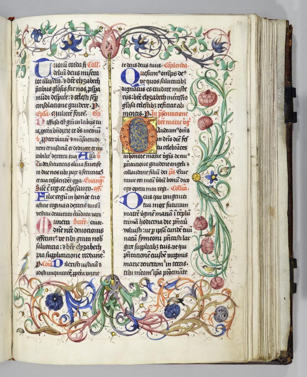 Textseite mit Initial und Zierumrandung. Gebetbuch der Pfalzgräfin Margarethe von Simmern