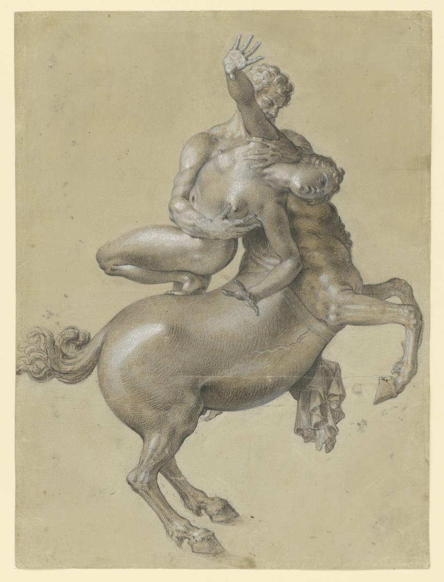 Bronzestatuette: Nessus und Deianira, Ansicht der rechten Seite