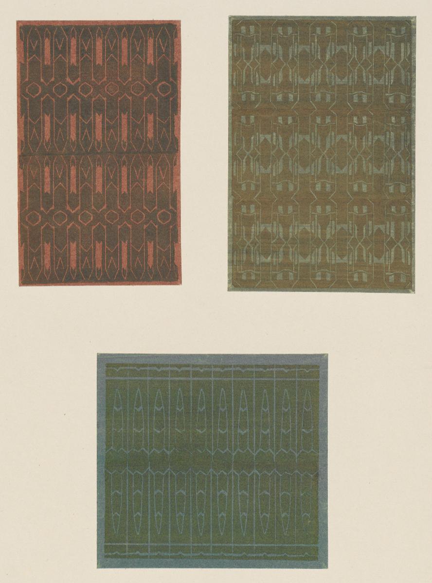 Druck von Linoleumschnitten (drei Musterproben aus der Fachklasse von Wilhelm Danz)