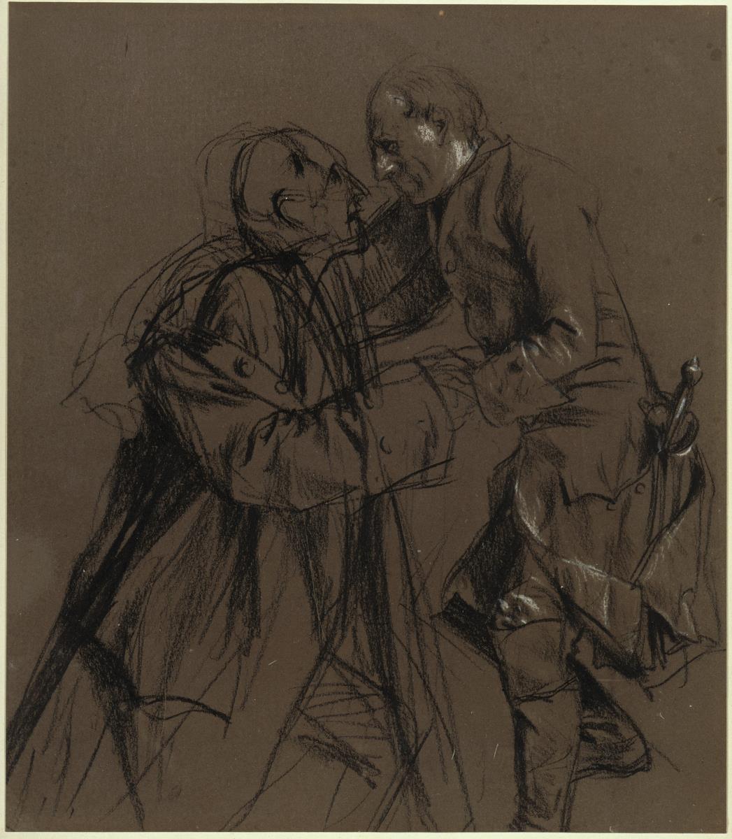 Friedrich II. und Joseph II. bei der Begrüßung. Modellstudie zu "Das Treffen Friedrich II. und Joseph II. in Neisse"