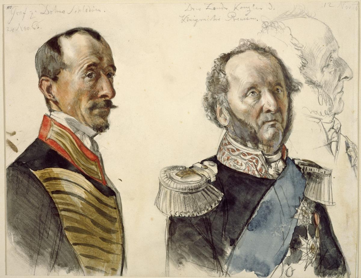 Dr. von Zander und Graf zu Dohna-Schlodien. Studie zum Gemälde "Krönung Wilhelms I. in Königsberg"