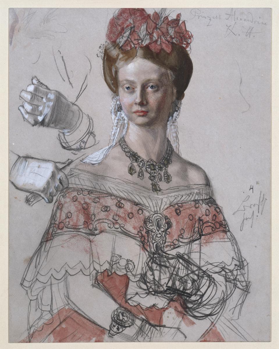Prinzessin Alexandrine von Preußen, Porträtstudie zum Gemälde "Die Krönung Wilhelms I. in Königsberg"