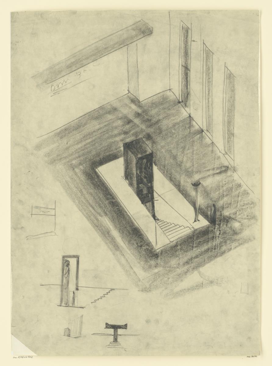 Wettbewerb Umgestaltung Neue Wache Berlin, Variante mit Kreuz und Detail-Skizzen