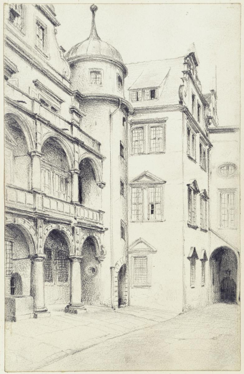 Die südwestliche Ecke des Kleinen Schlosshofes in Dresden