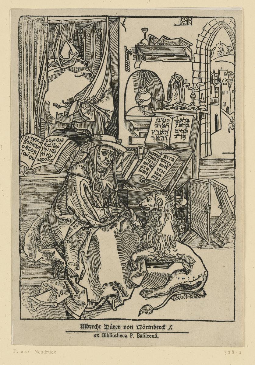 Heiliger Hieronymus, dem Löwen einen Dorn ausziehend