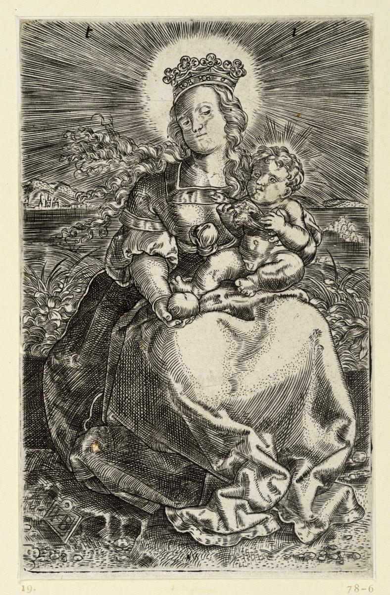 Maria mit Kind auf der Rasenbank