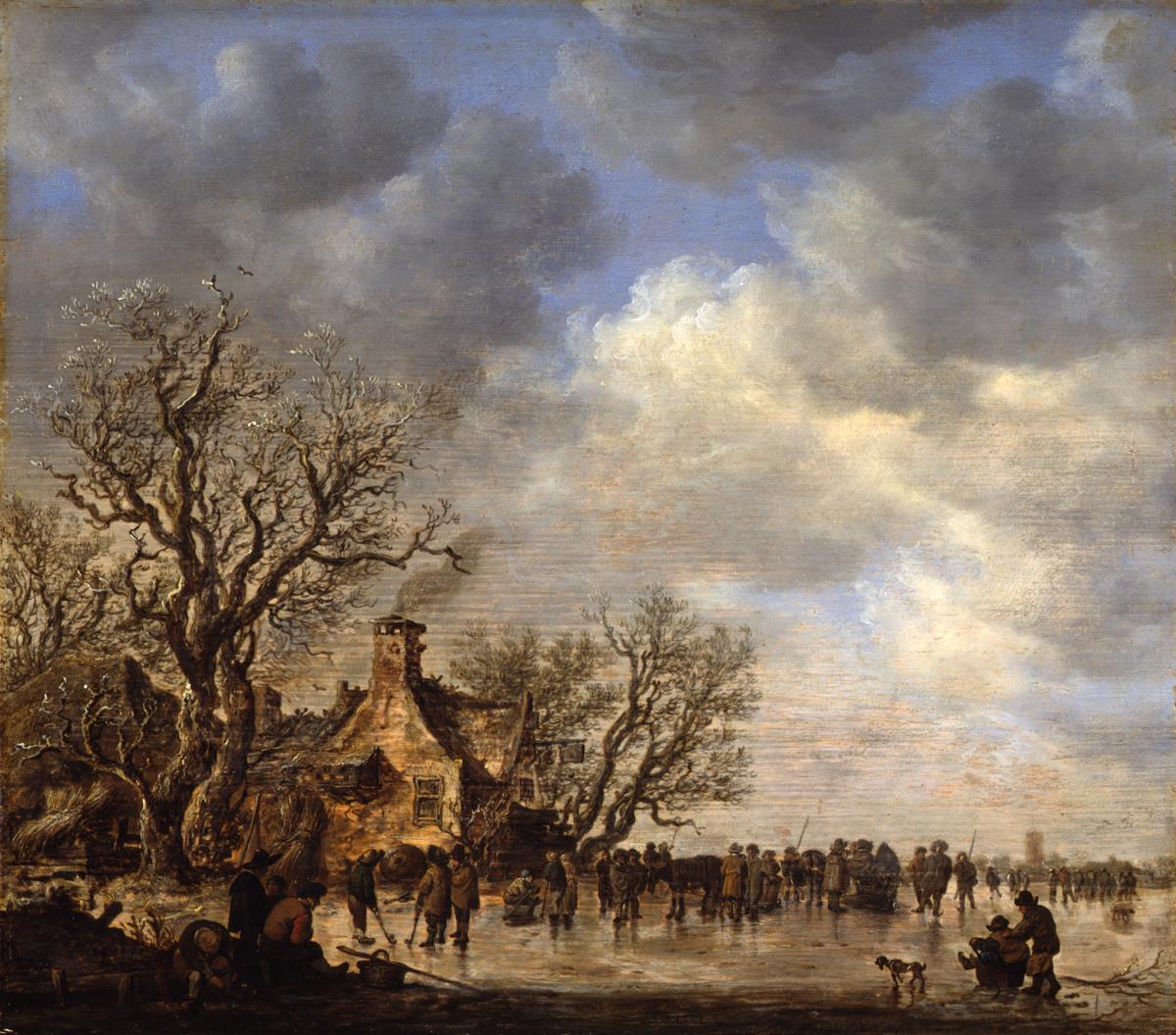 Eisvergnügen vor einem Wirtshaus