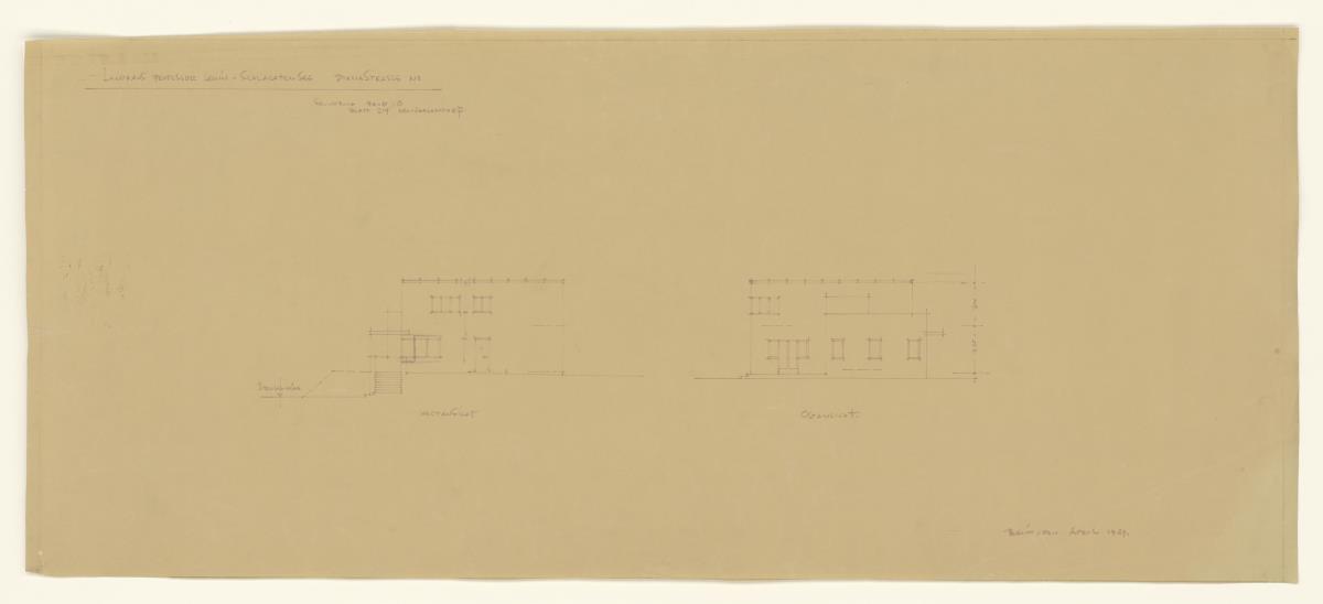 Landhaus Prof. Lewin, Berlin Schlachtensee, West-u. Ostansicht, Lichtpause