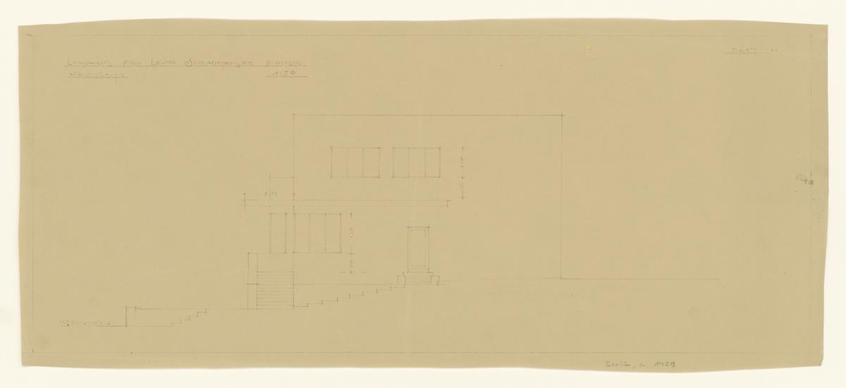 Landhaus Prof. Lewin, Berlin Schlachtensee, Aufriss Westseite, Lichtpause