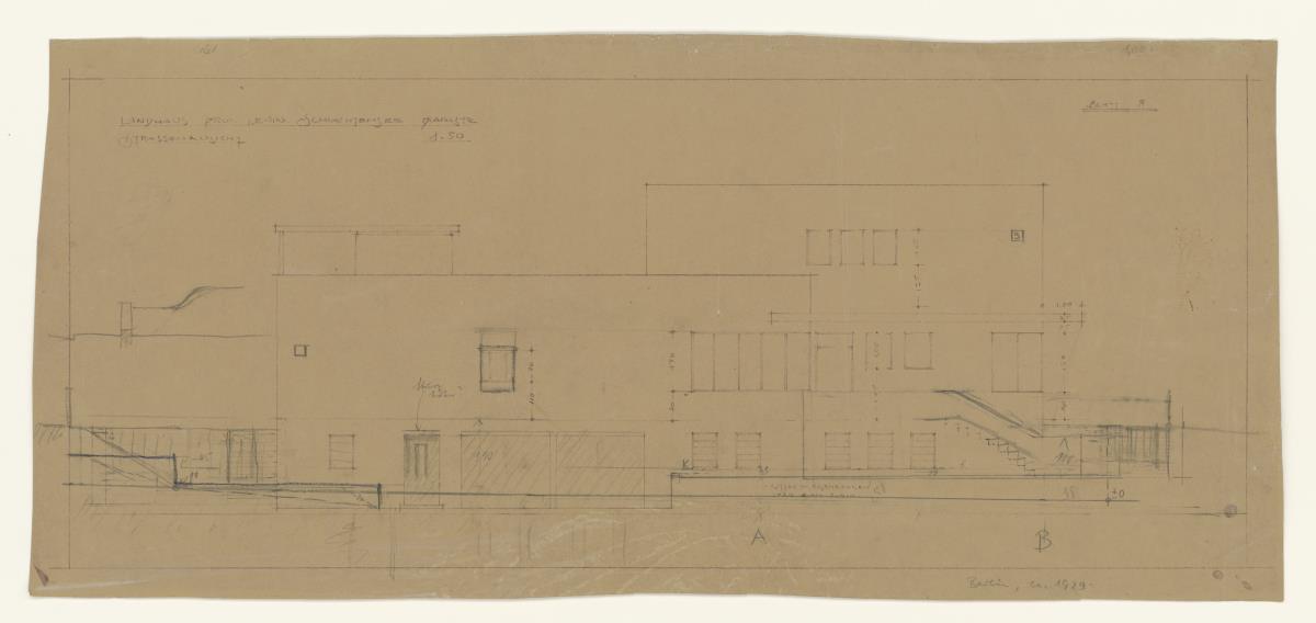 Landhaus Prof. Lewin, Berlin Schlachtensee, Straßenansicht, Lichtpause