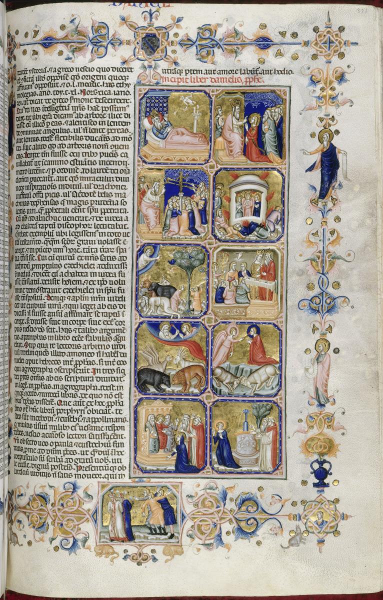 Zehnteiliges Bildfeld mit Geschichten aus dem Leben Davids (folio 321 recto der "Hamilton-Bibel")