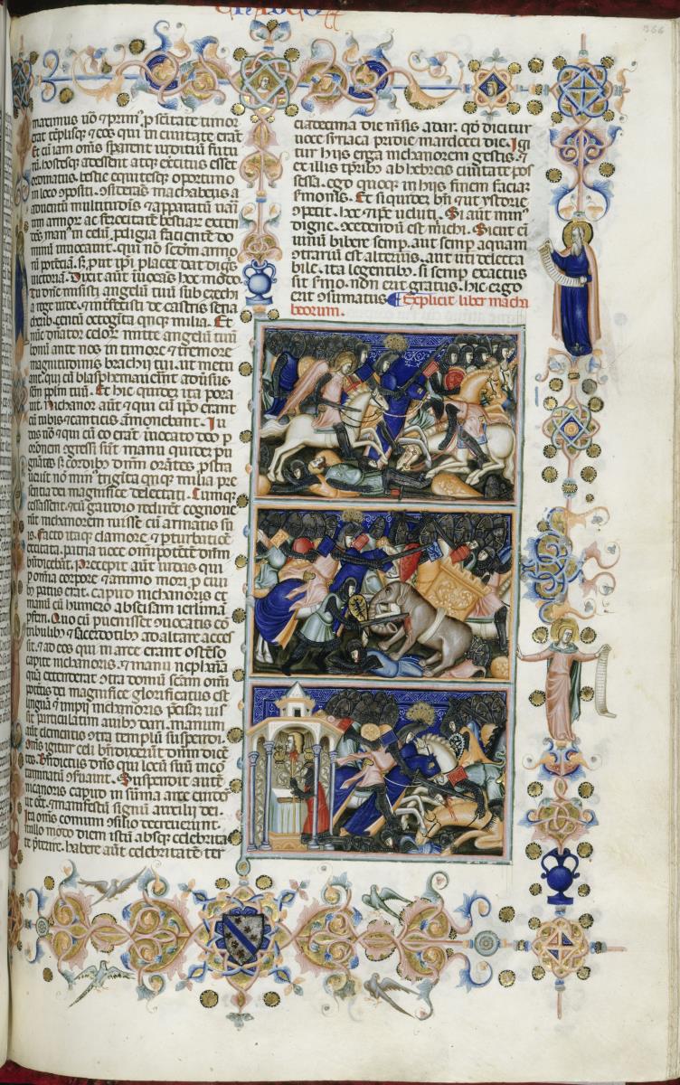 Judas Schlachten und Siege und der Tod des Nikanor (folio 366 recto der "Hamilton-Bibel")