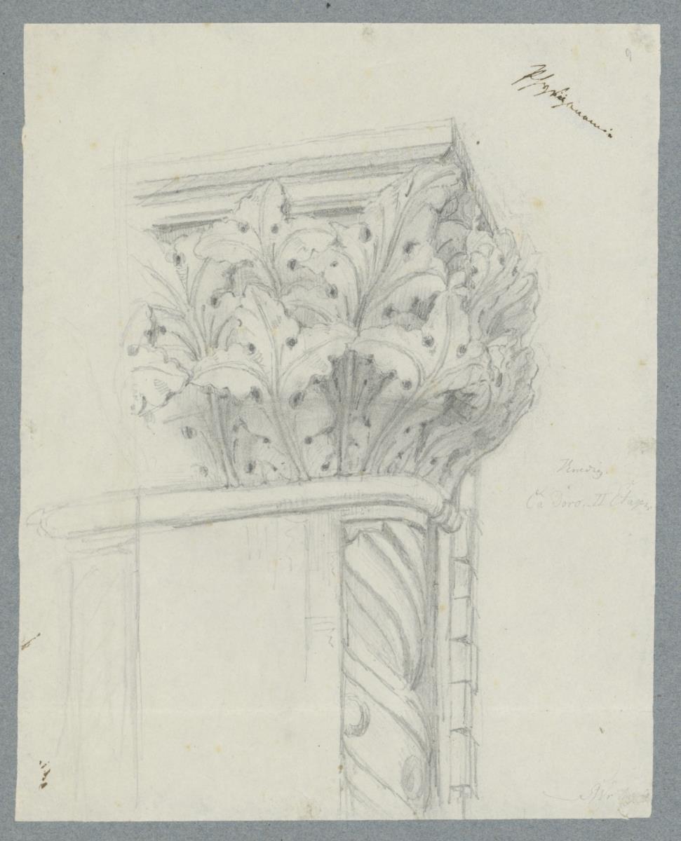 Skizzenbuch Italienreise, Venedig, Ca' d'Oro, Erster Piano Nobile, Kapitell