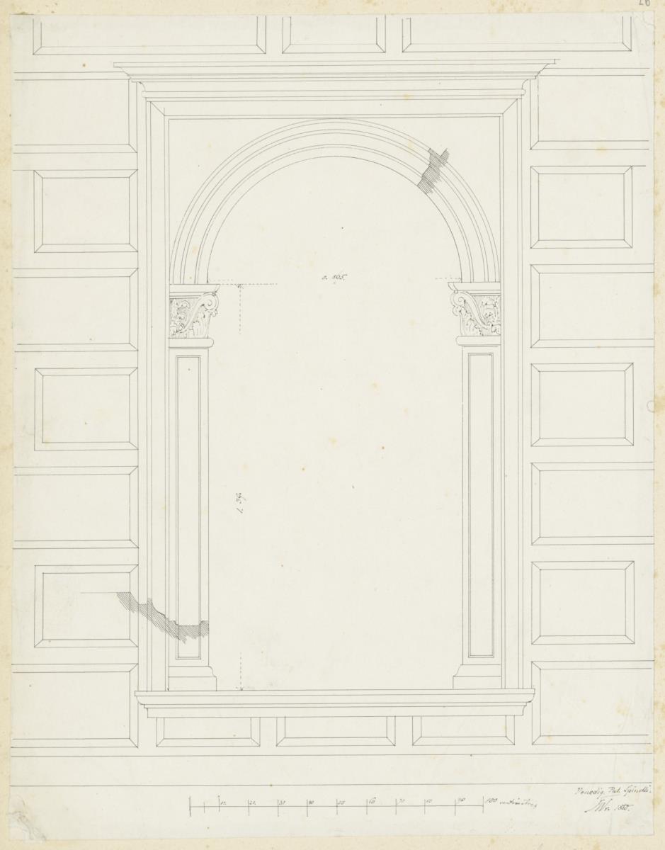 Skizzenbuch Italienreise, Venedig, Palazzo Corner Spinelli, Fenster
