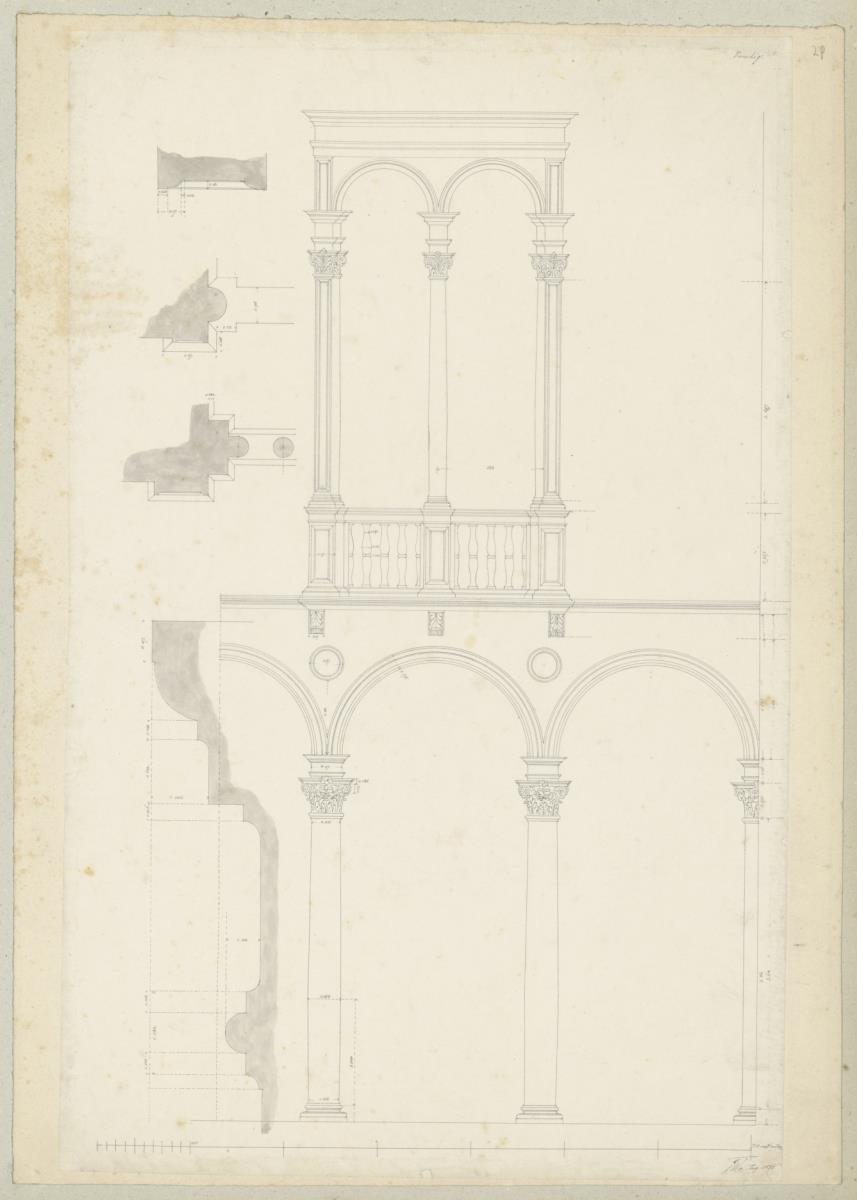 Skizzenbuch Italienreise, Venedig, unbezeichnetes Gebäude, Aufriss