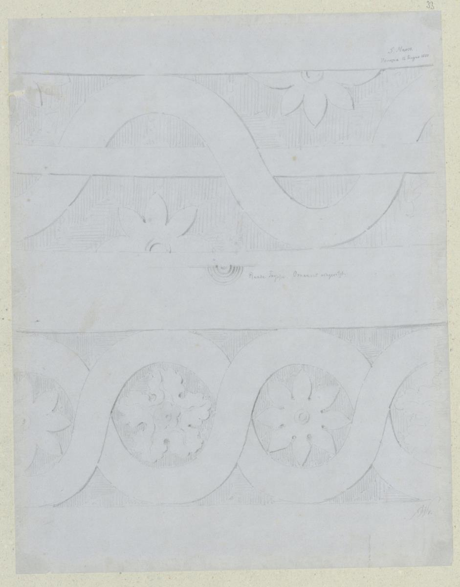 Skizzenbuch Italienreise, Venedig, San Marco, Ornamente an einer Treppe