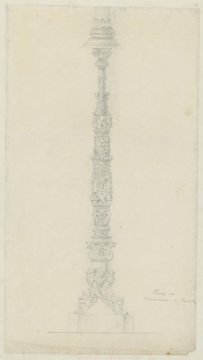 Skizzenbuch Italienreise, Venedig, San Marco, Bronzekandelaber