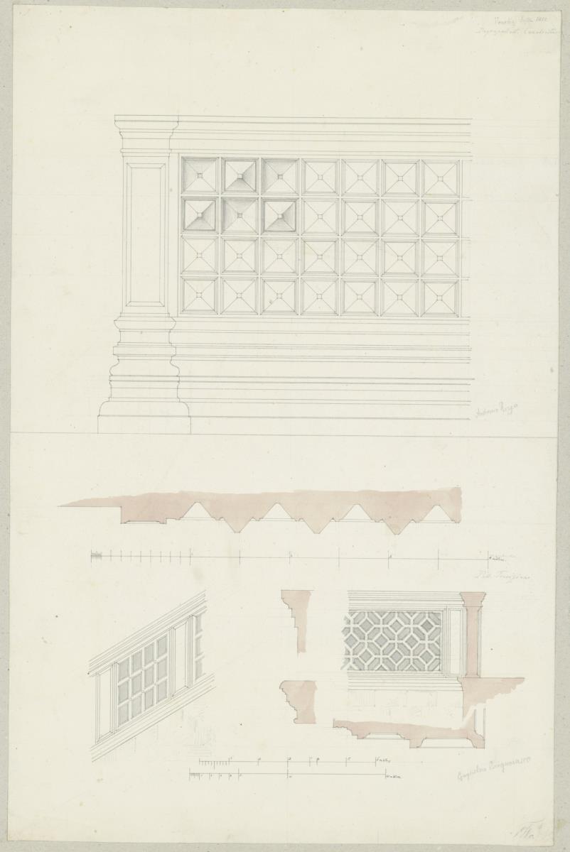 Skizzenbuch Italienreise, Venedig, Dogenpalast und Palazzo Trevisan Cappello