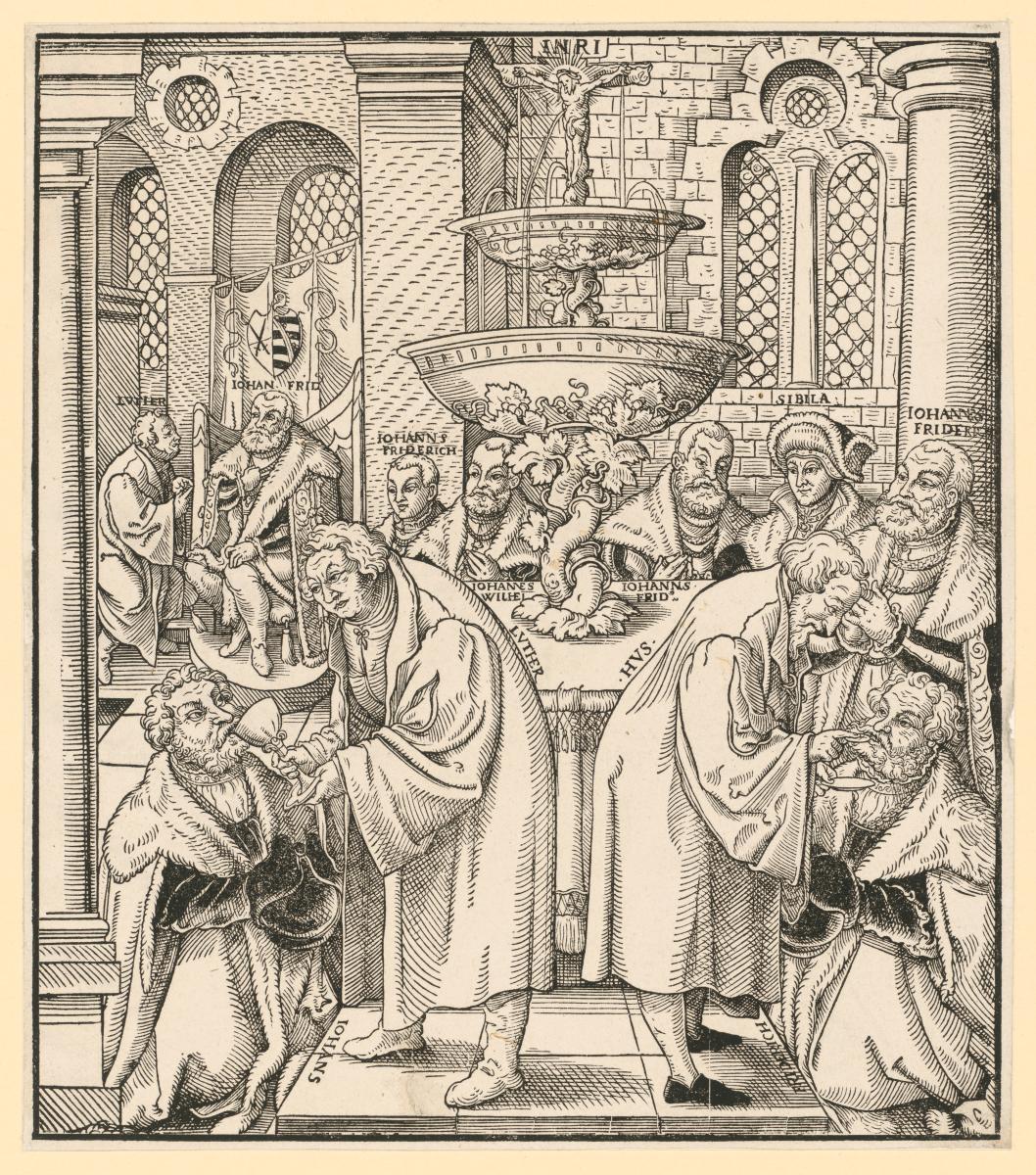 Austeilung des Abendmahls durch Martin Luther und Johann Hus an die sächsischen Prinzen
